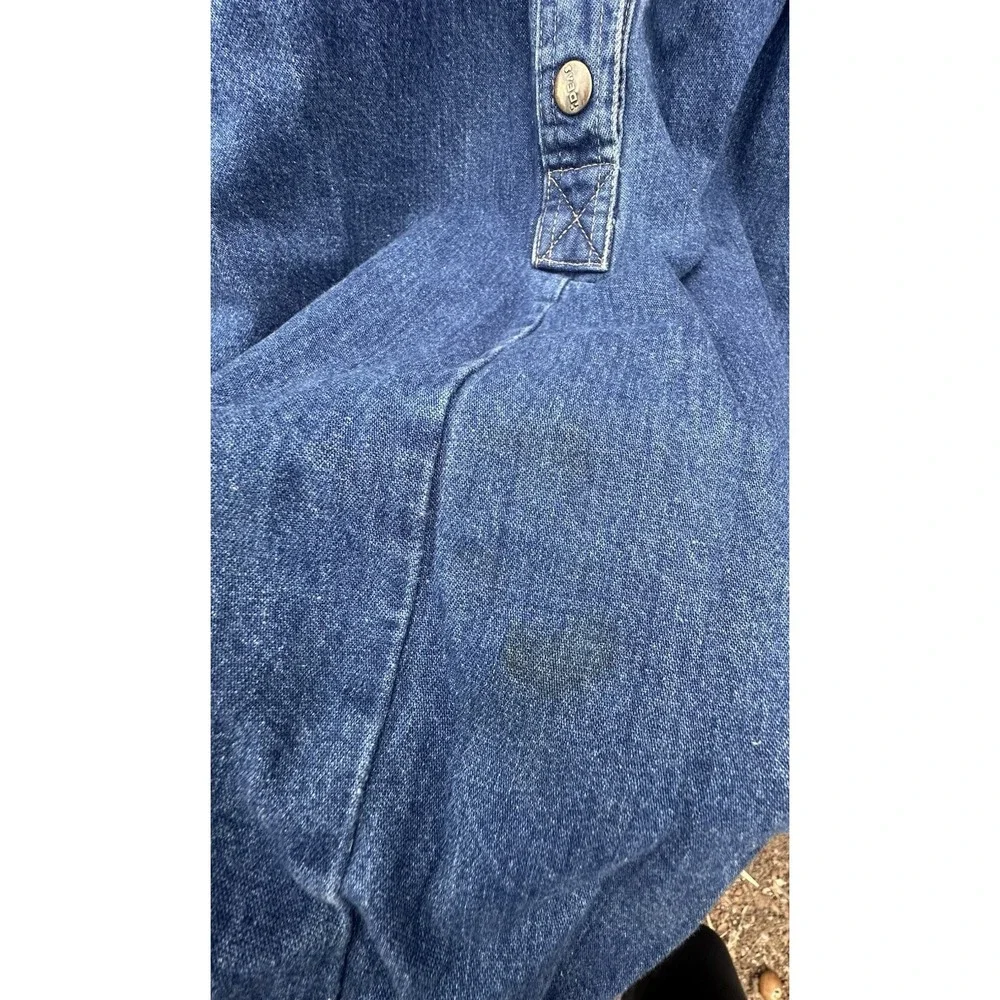 *VTG Ideas Denim Dress Womens Medium Blue w/ Pockets Long-sleeved Collar Buttons